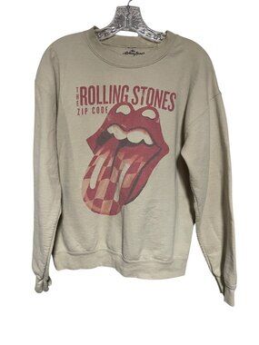 The Rolling Stones Zip Code Beige Graphic Sweatshirt by Liv Goods Size Small